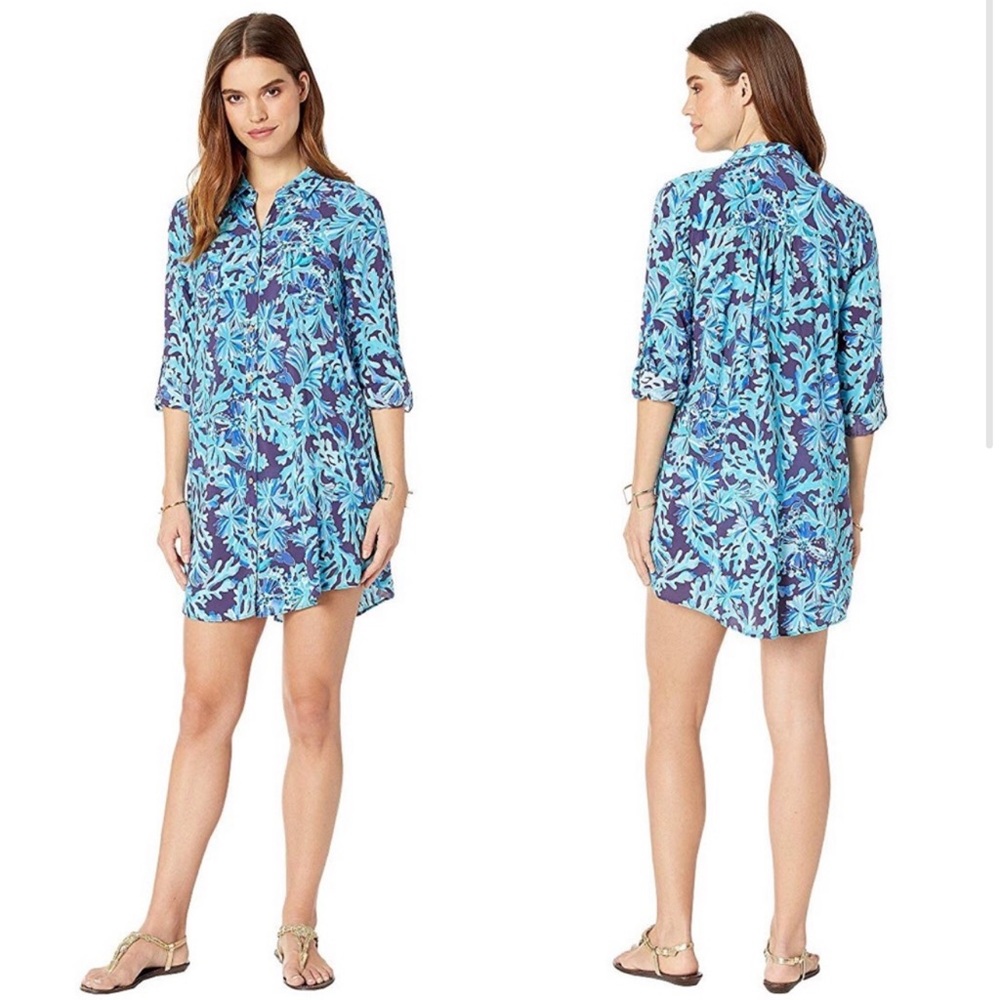Lilly Pulitzer Natalie Cover Up Dress In Too Deep Size Medium